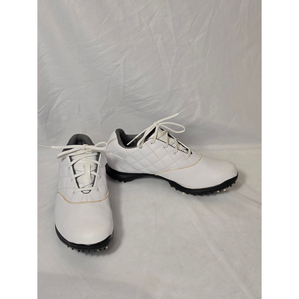 Adidas Fitfoam Clima White Quilted Leather Spiked Golf Shoes Womens 7.5 671305